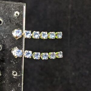 Blue Crystal Drop Earrings, Pierced, Fine European Crystals, Heart Box,…